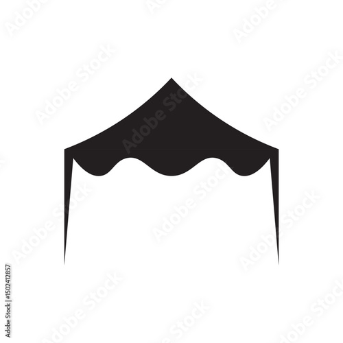 Black tent vector, ideal for representing outdoor festivals, markets, or camping experiences.