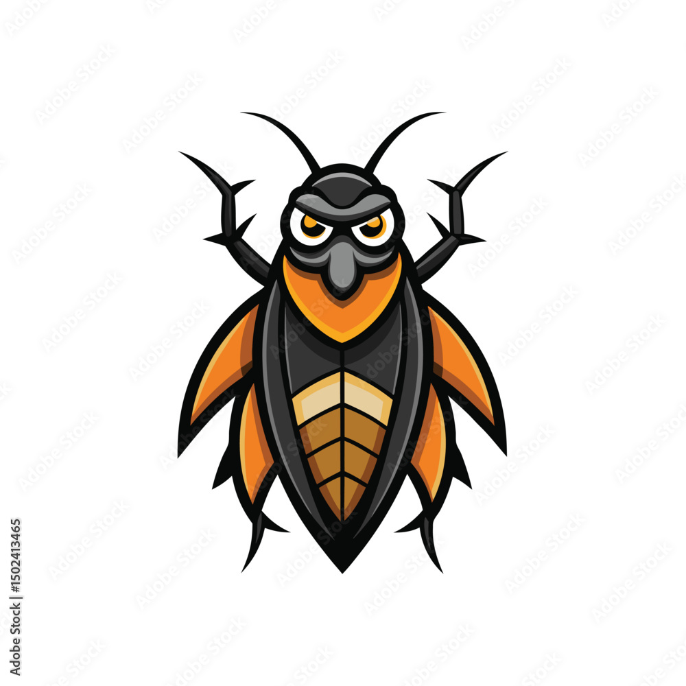 Naklejka premium Cockroach logo vector illustration isolated on white