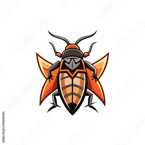 Minimal Cockroach logo vector illustration isolated on white
