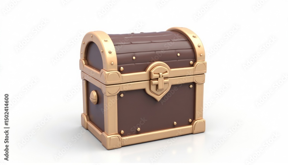Brown Treasure Chest with Gold Trim Brown Treasure Chest with Gold Trim