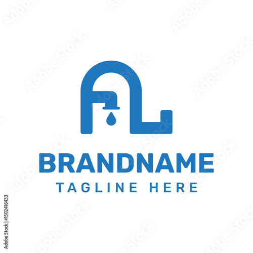 Letters AL Pipe Drop Logo, symbolizing plumbing, flow, and reliability