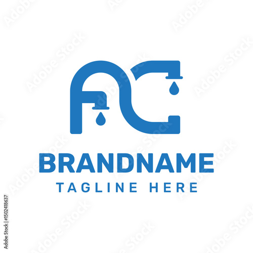 Letters AC Pipe Drop Logo, symbolizing plumbing, flow, and reliability