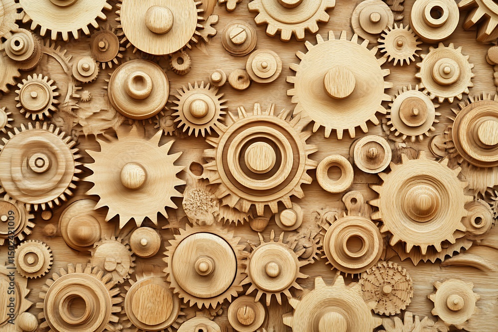 Intricate Wooden Gears Interlocking in a Symphony of Motion A Metaphor for Collaboration and Progress Intricate Wooden Gears Interlocking in a Symphony of Motion A Metaphor for Collaboration and Progress
