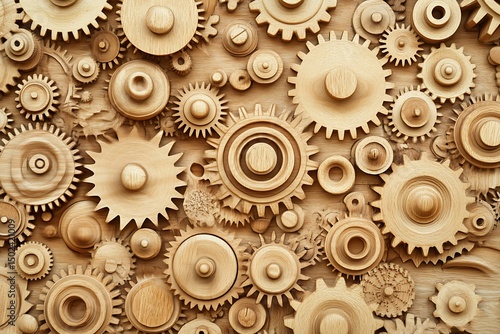 Wallpaper Mural Intricate Wooden Gears Interlocking in a Symphony of Motion A Metaphor for Collaboration and Progress Torontodigital.ca