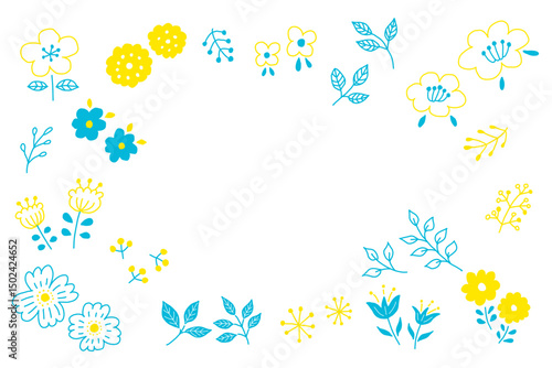 植物の手書き北欧風シンプルベクターイラストセット