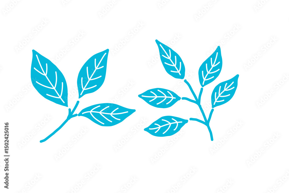 Fototapeta premium 植物の手書き北欧風シンプルベクターイラスト