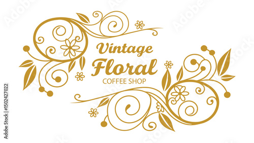 Elegant Vintage Floral Design for Coffee Shop Branding