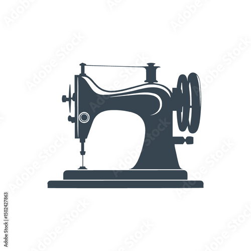 Vintage sewing machine silhouette Illustration