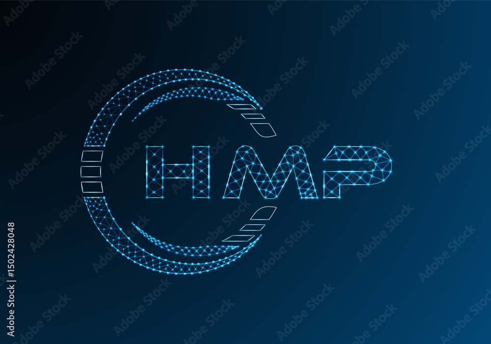 Naklejka premium HMP low poly letter logo vector design. HMP lower poly logo design.