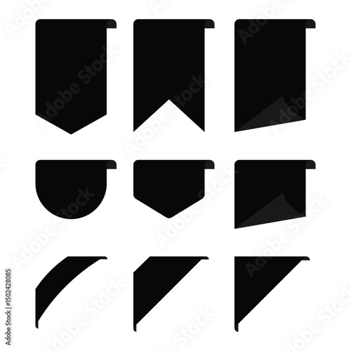 Set of vector black starburst, sunburst badges. Simple flat style vintage labels, stickers with sale discount text. Sale quality tags and labels. Template banner shopping badges.