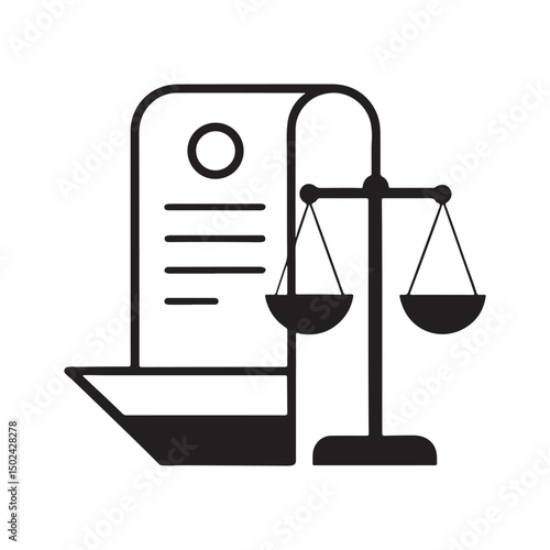 Legal Document and Scales of Justice Law, Justice, and Fairness Icon