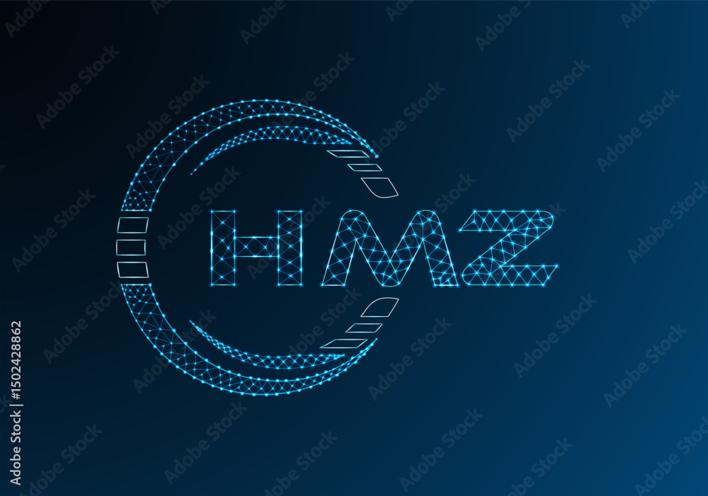 Naklejka premium HMZ low poly letter logo vector design. HMZ lower poly logo design.