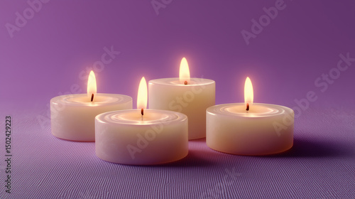 Lit candles with soft purple background