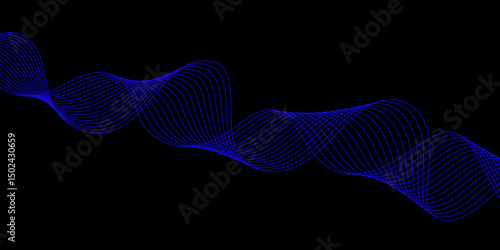 Abstract blue background with a glowing abstract waves. Abstract wave element for design. Digital frequency track equalizer, Futuristic background design. Long exposure, Light painting photography.