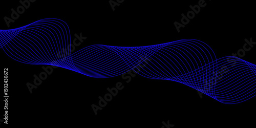 Abstract blue background with a glowing abstract waves. Abstract wave element for design. Digital frequency track equalizer, Futuristic background design. Long exposure, Light painting photography.