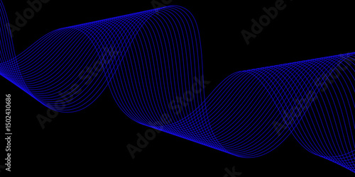 Abstract blue background with a glowing abstract waves. Abstract wave element for design. Digital frequency track equalizer, Futuristic background design. Long exposure, Light painting photography.