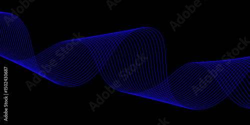 Abstract blue background with a glowing abstract waves. Abstract wave element for design. Digital frequency track equalizer, Futuristic background design. Long exposure, Light painting photography.