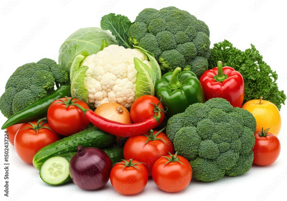 Assortment of fresh vegetables isolated on white background Assortment of fresh vegetables isolated on white background