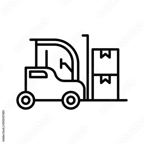 forklift carrying box icon vector design outline style
