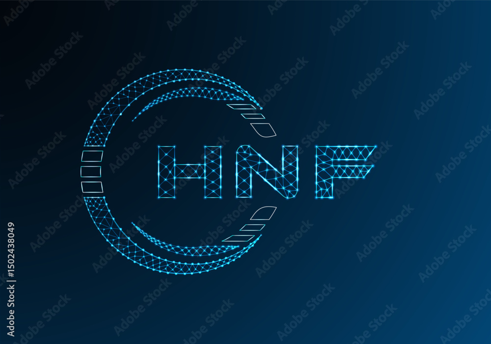 Naklejka premium HNF low poly letter logo vector design. HNF lower poly logo design.