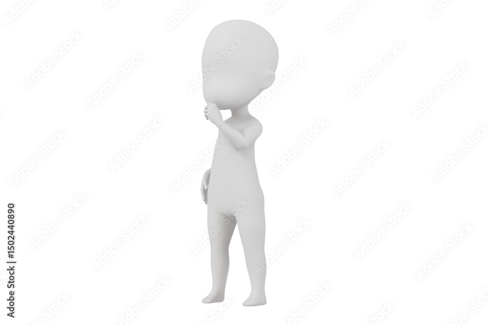 3D A Man thinking with a question mark icon. Minimal Cartoon white human sticky with red question mark isolated on white background. Looking for a solution. Decision and problem concept. 3d render. 3D A Man thinking with a question mark icon. Minimal Cartoon white human sticky with red question mark isolated on white background. Looking for a solution. Decision and problem concept. 3d render.