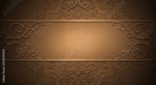 Ornate Brown Background with Scrollwork
