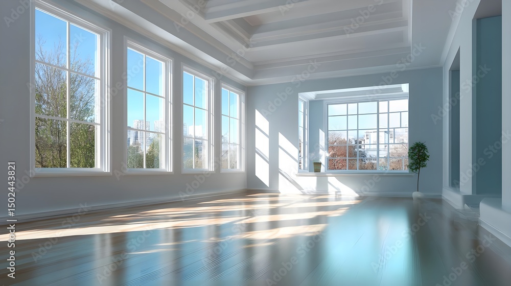 Empty Room Interior, Modern Design, Sunlight, Bright Contemporary Space, Architecture Empty Room Interior, Modern Design, Sunlight, Bright Contemporary Space, Architecture