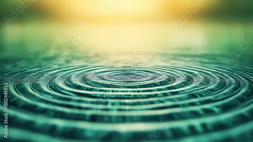 Ripples of Serenity: Witness the graceful dance of concentric ripples expanding outwards, a visual echo of a moment of peace and stillness. The tranquil scene is bathed in soft light.