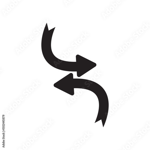 Arrow Symbol of Movement and Interaction: A minimalist image of two opposing curved arrows, embodying concepts like exchange, transfer, or change, rendered in clean black lines on a bright background.