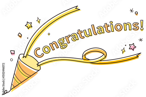 Congratulationsと書いてあるカラフルなクラッカー 