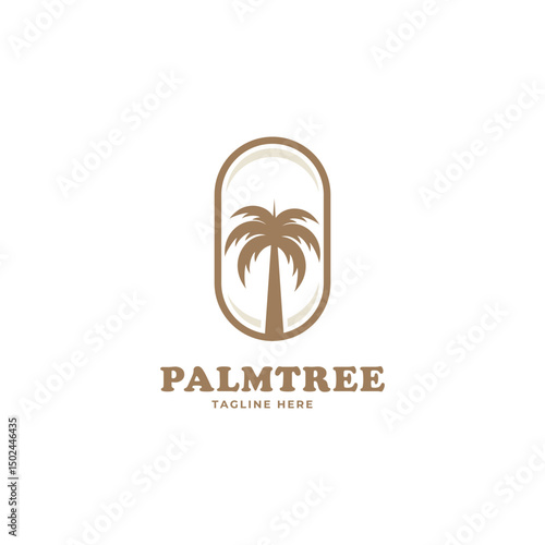 Vector logo design template with palm tree - summer and holiday badge