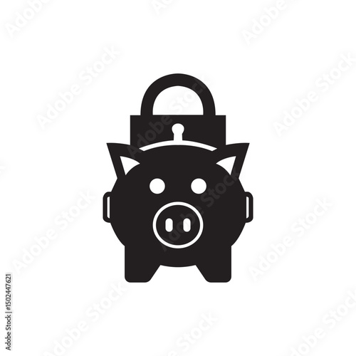 Isolated vector design of a piggy bank locked with padlock