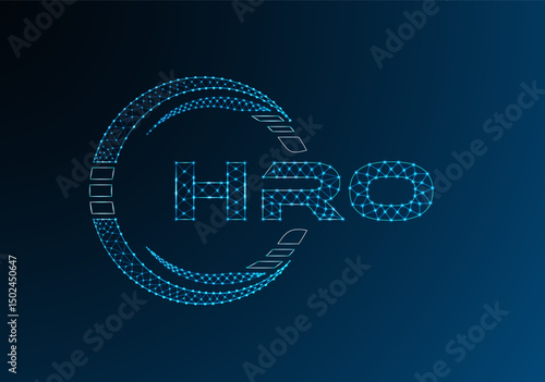 HRO low poly letter logo vector design. HRO lower poly logo design.