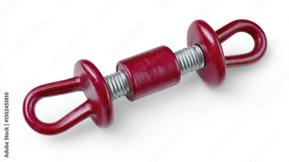 Fototapeta premium Red Industrial Turnbuckle Isolated on White Background. Generative AI