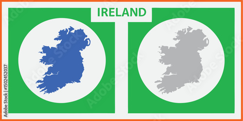 Colorful illustration of ireland map outlines in blue and gray in simplified modern style