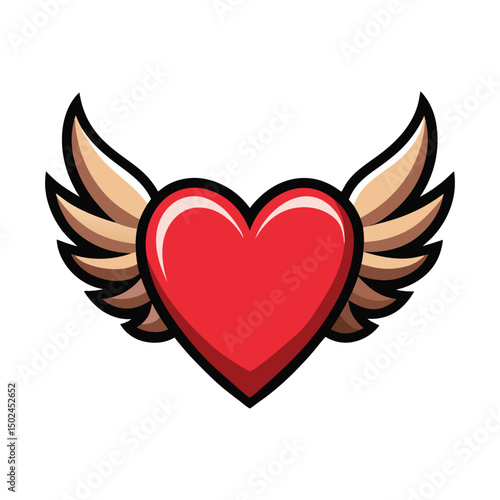Love's tribal art, a winged heart symbol design, perfect for a passionate Valentine's illustration or tattoo