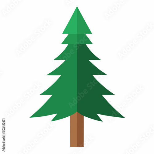 Pine-tree Vector Minimal Nature Design on White Background