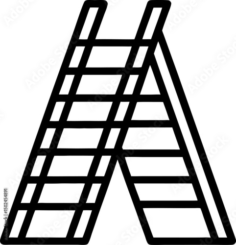 Isolated on white, a metal stepladder symbolizes business growth and climbing to success