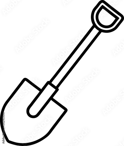 Silhouette of a shovel tool, Shovel icon vector, Garden shovel silhouette vector on transparent background.