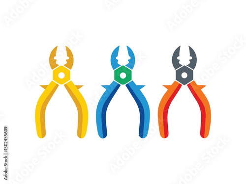 Colorful pliers set icon design for repair service

