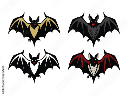Collection of four stylized bats halloween design
