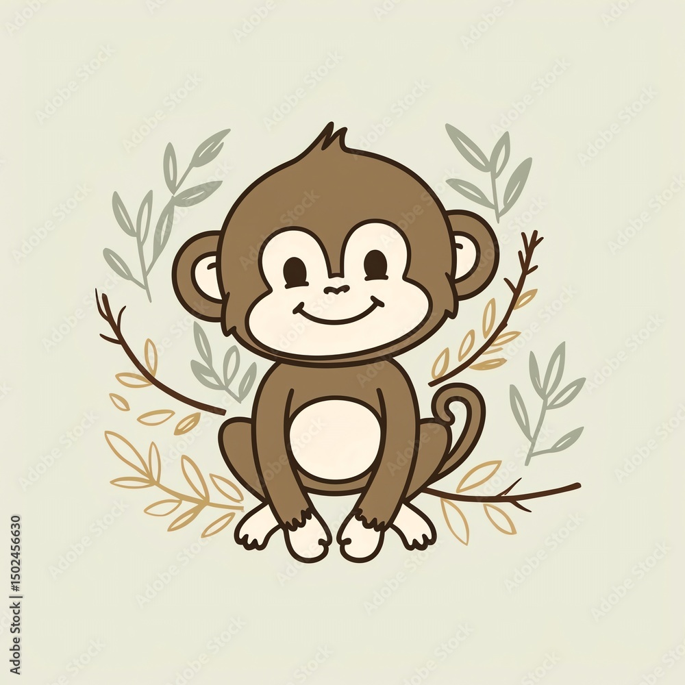 Fototapeta premium Adorable Cartoon Monkey Illustration