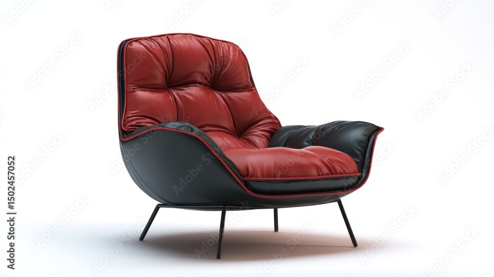 Naklejka premium Modern red and black leather armchair (2)