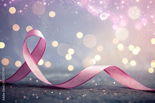3D-style ribbon floating with soft bokeh or light particles in the background—can be used in campaigns.