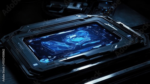 Wallpaper Mural Futuristic tech device with glowing blue interface Torontodigital.ca