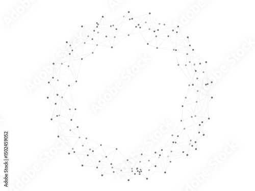 Abstract white circular network mesh isolated on transparent background