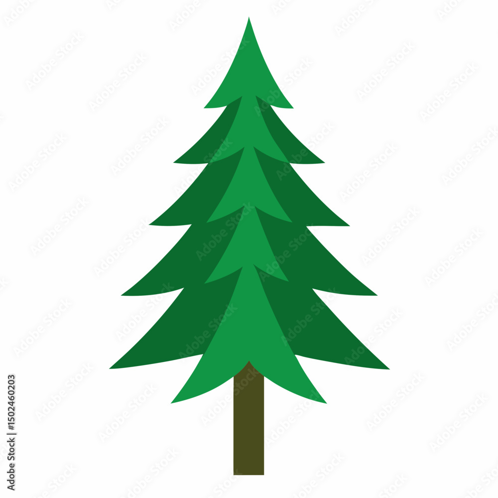 Obraz premium Pine-needle-tree Vector Minimal Nature Design on White Background
