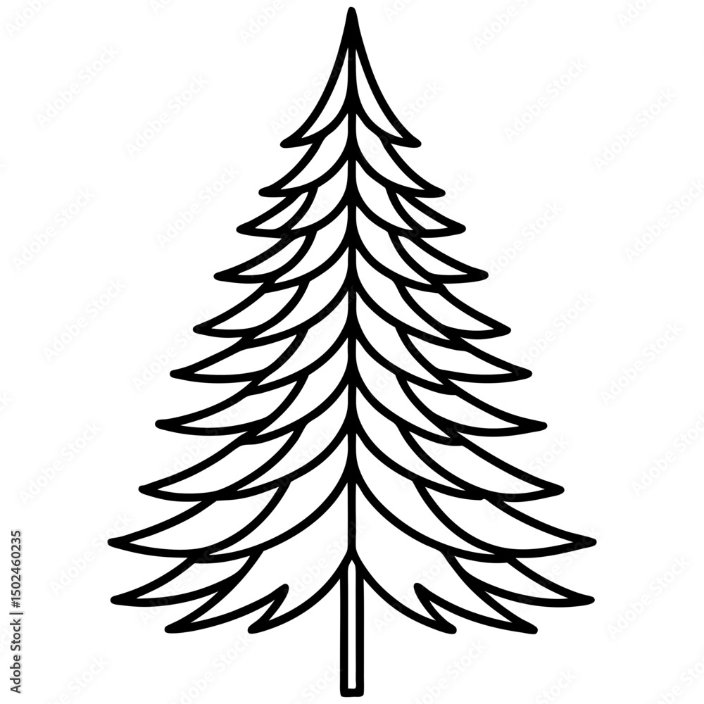 Pine-needle-tree Vector Minimal Nature Design on White Background Pine-needle-tree Vector Minimal Nature Design on White Background