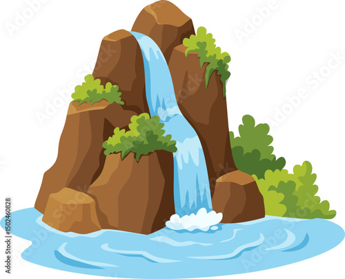 Cartoon Waterfall Illustration