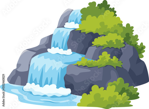 Cartoon Waterfall Illustration